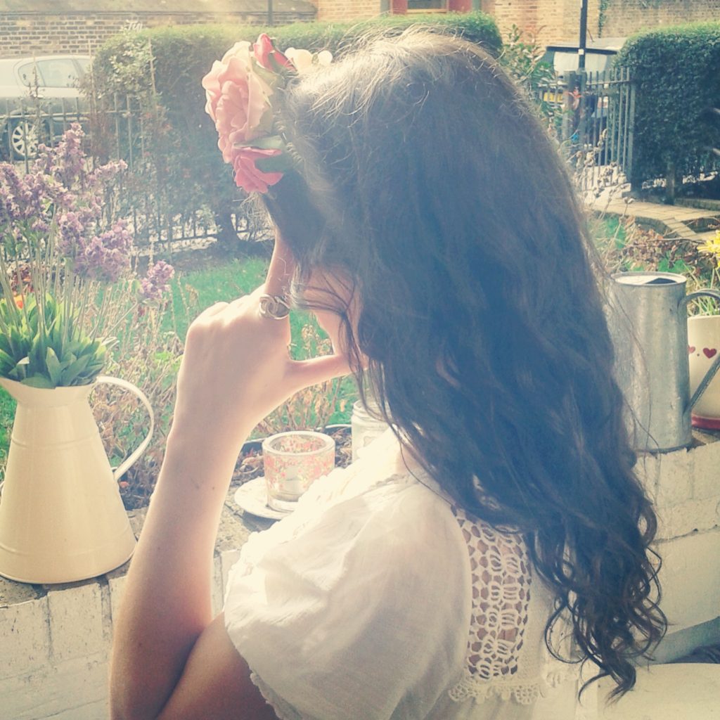 Me, feeling like a princess in my 'Loving Alice' flower crown..