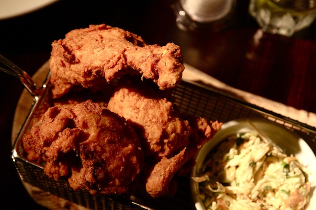 Southern fried chicken with fries, apple slaw & a house pickle dip