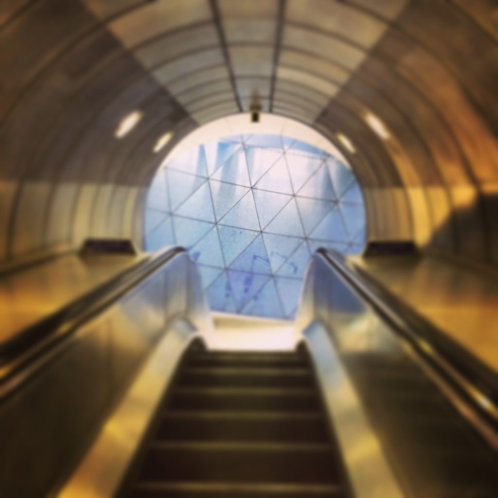 Wednesday morning took me to Southwark for the Yoo Design furniture launch at Harrods. This is the view coming up the escalator at Southwark station...