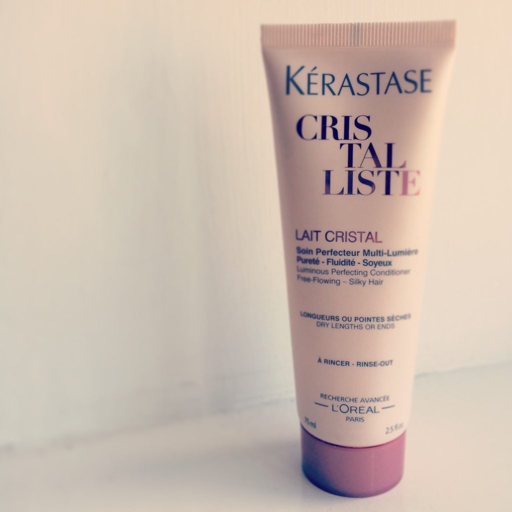 I've become much better at packing light, so whenever I'm out for the night I make sure I take this hair-saving conditioner with me. Kerastase Cristaliste is the name. Don't wear it out.