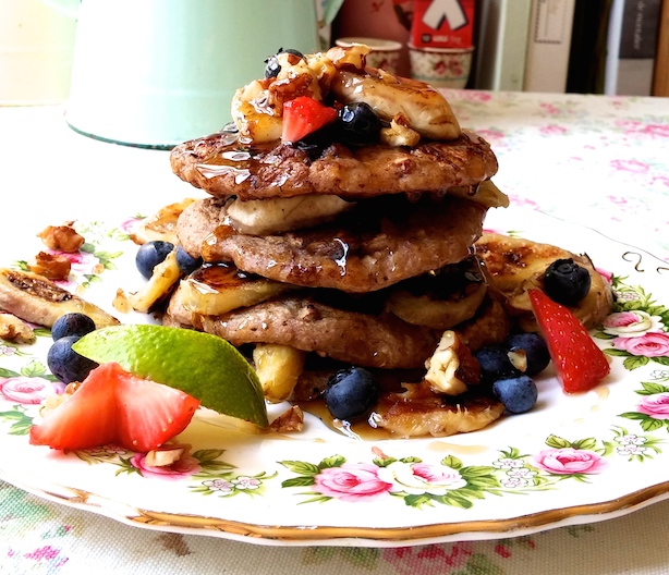 Banana, blueberry and pecan pancakes from A Modern Way to Eat by Anna Jones
