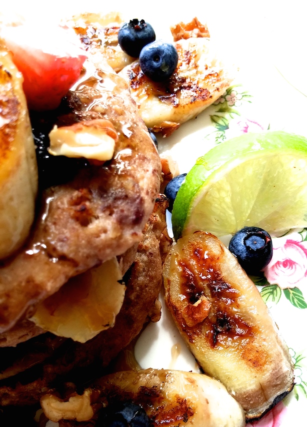 Banana, blueberry and pecan pancakes from A Modern Way to Eat by Anna Jones