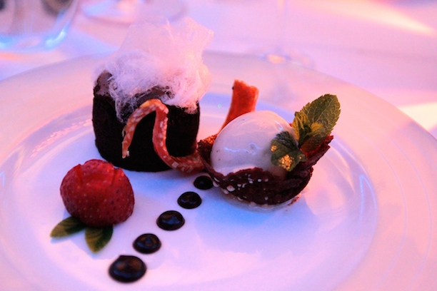 Dark chocolate fondant with vanilla ice cream