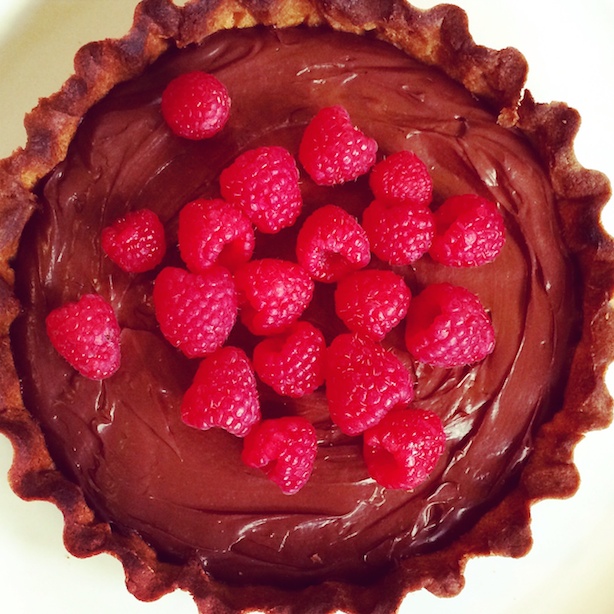 Suzy's chocolate tart with fresh raspberries