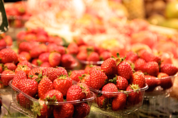 Strawberries at La Boqueria