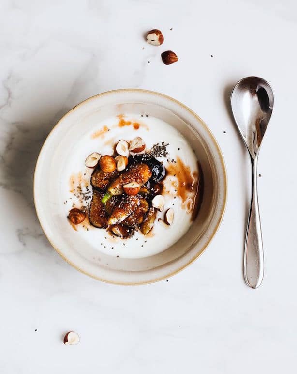 fig, hazelnut, and chia yogurt bowl