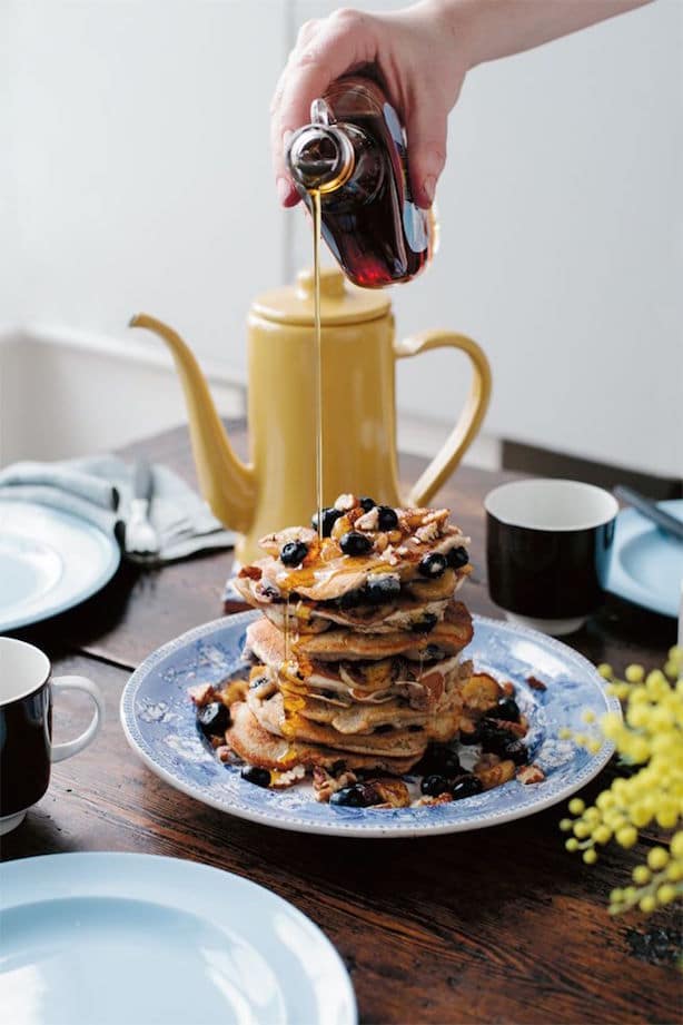 Banana blueberry and pecan pancakes (vegan and gluten free)