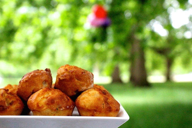 Courgette, basil and goats cheese muffins