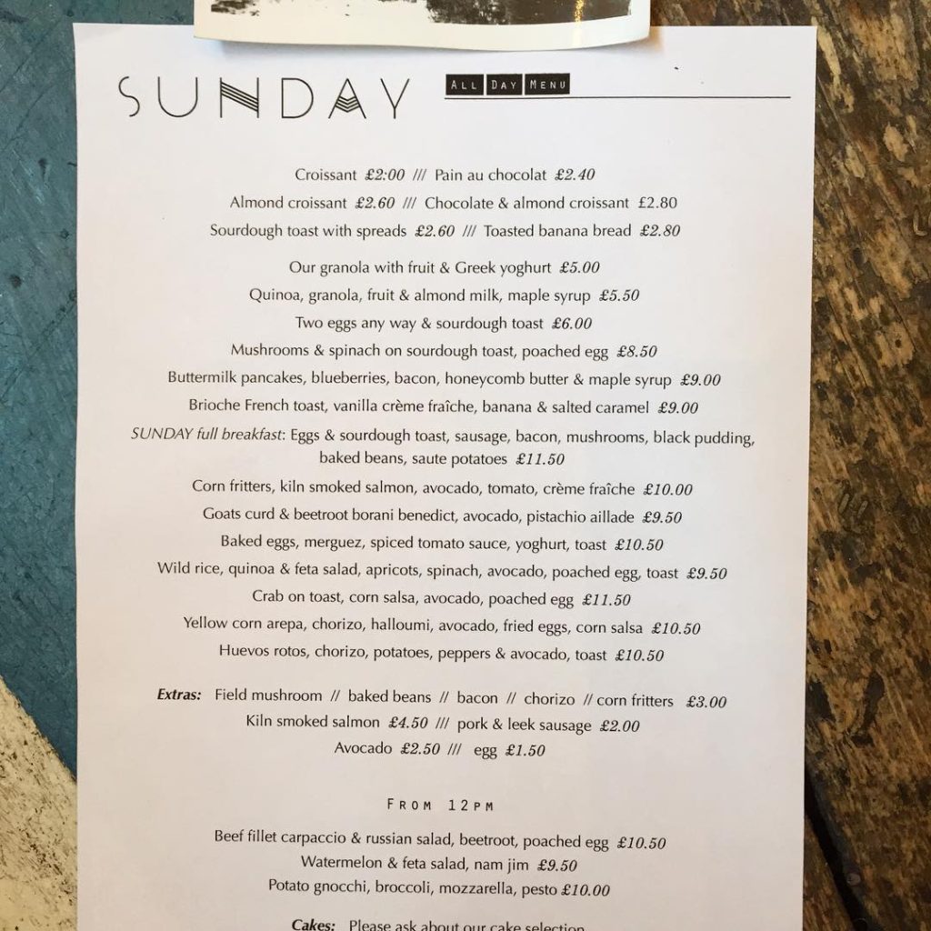 Sunday Menu