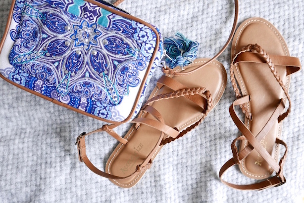 crossover bag and sandals