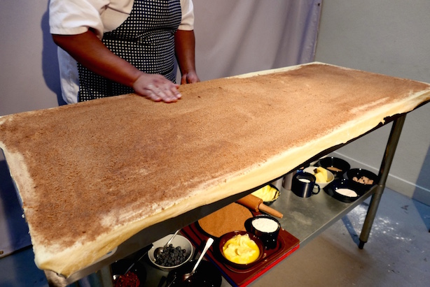 Cover the dough in butter, sugar and cinnamon. (Extremely healthy snack)