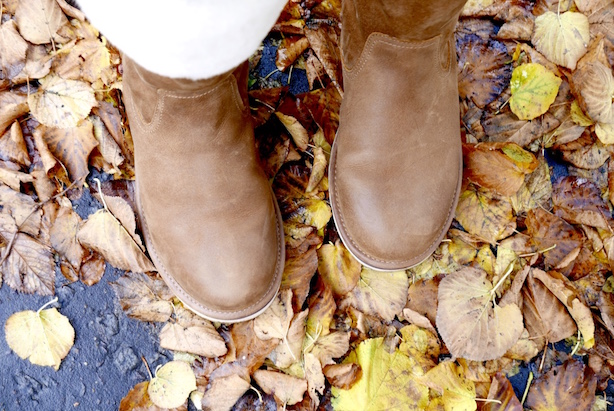 Boots on leaves