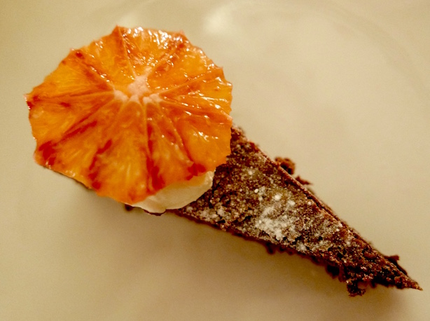 Our meal ended with this amazing chocolate torte with sweetie grapefruit & cre