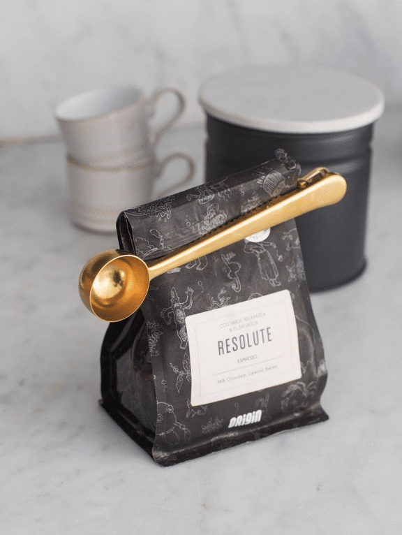 Gold coffee scoop