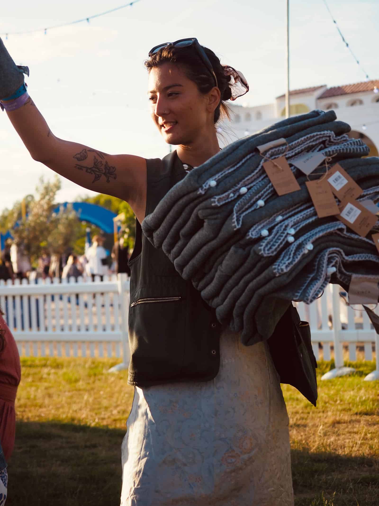 blankets being given out