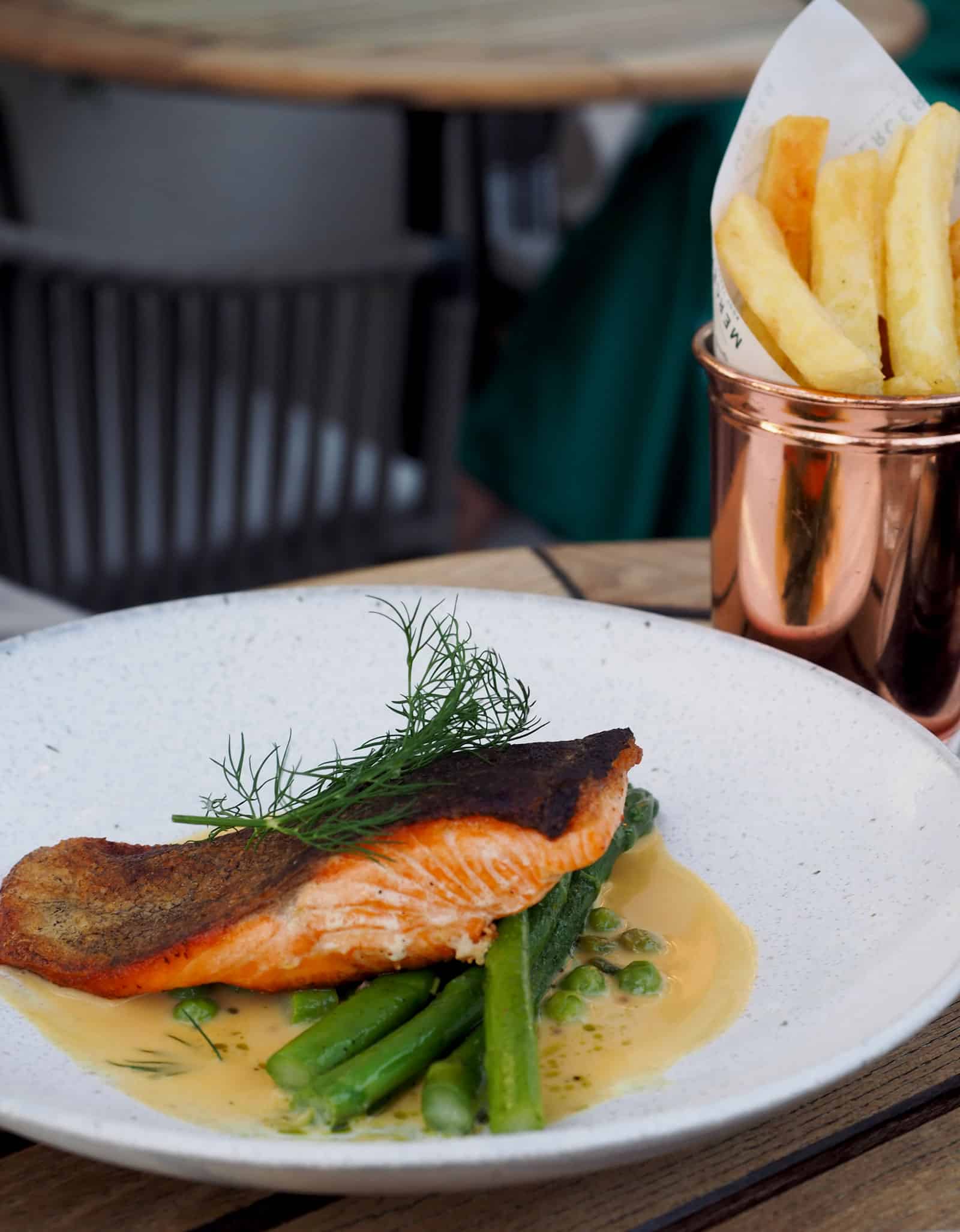 roasted trout and fries