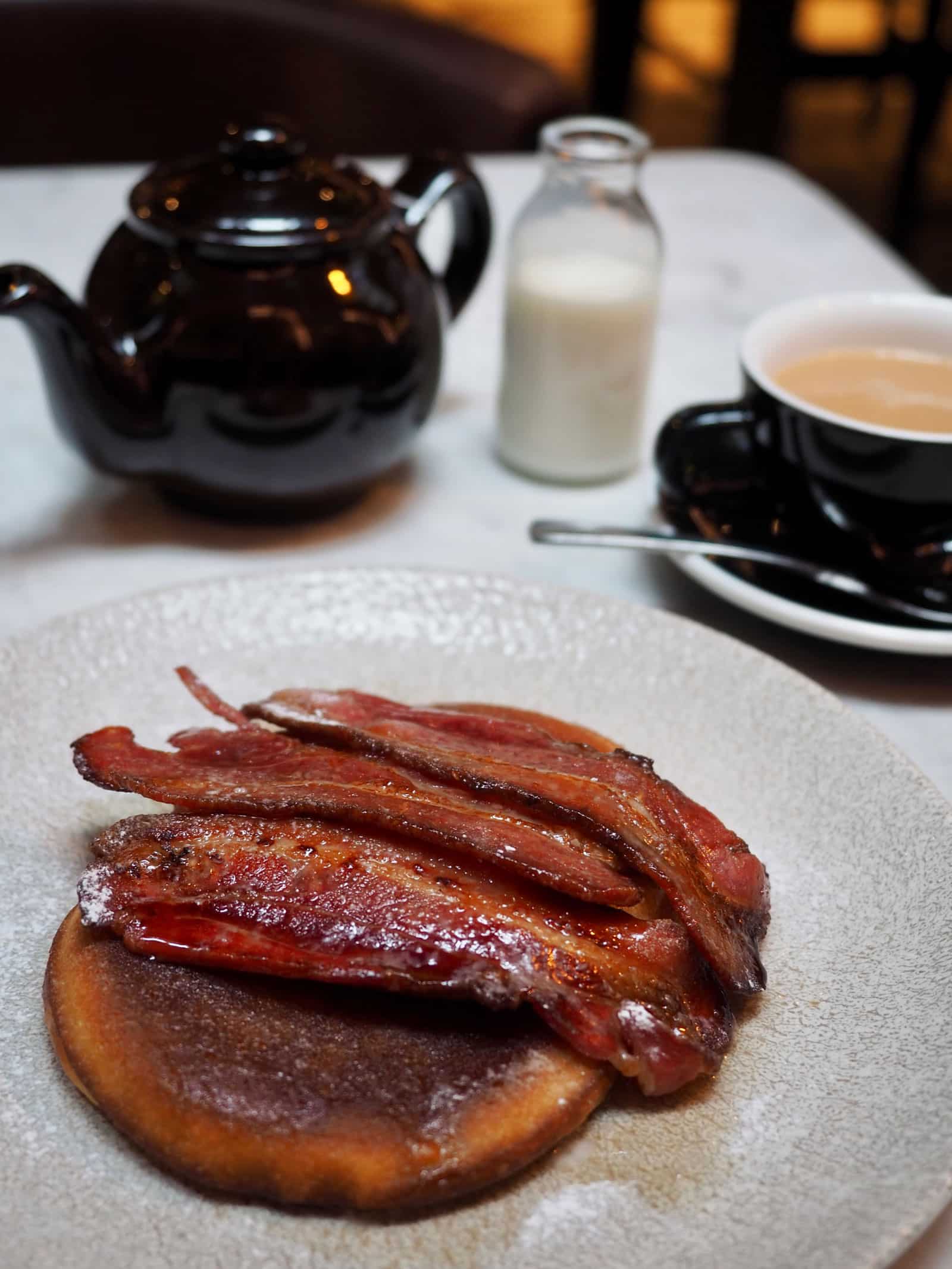 pancakes, bacon and maple syrup